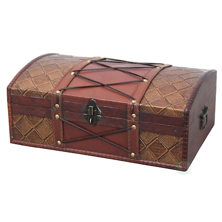 Vintiquewise Pirate Treasure Chest with Leather X QI003033